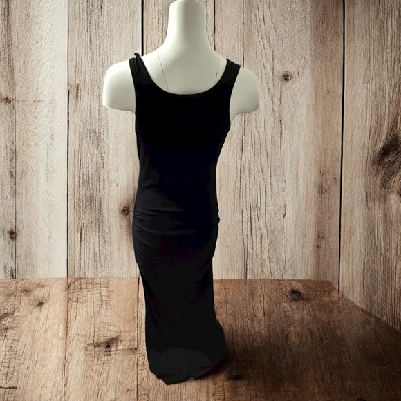 Victoria's Secret Maxi Dress M Ruched Sleeveless Stretch Long Slit Bodycon Black - Picture 9 of 16